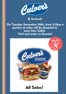 Culver's spirit Night November 26th